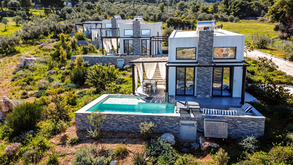 Aerial view of high-end real estate property exterior